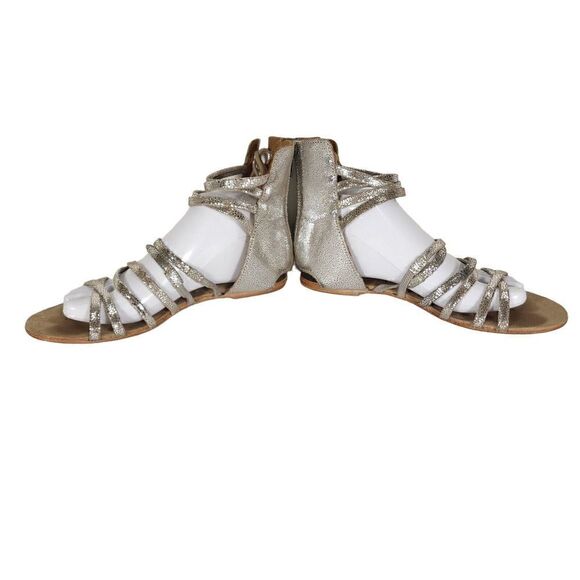 Free People Women's Juliette US7,5 EU38 Silver Metallic Lace Gladiator Sandals - Picture 6 of 14